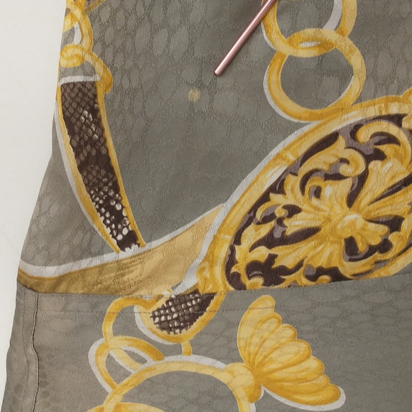 Silk Bomber Jacket Vintage NWT Versace Look Gold Chain Pattern mrkL Oversized - Picture 11 of 13